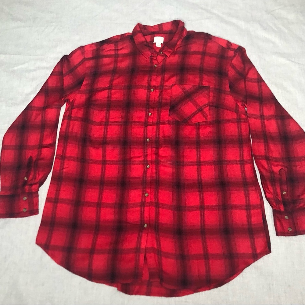 a new day Red Plaid Women's Button Down Shirt